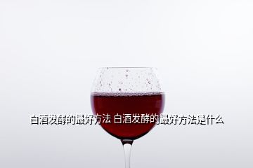 白酒发酵的最好方法 白酒发酵的最好方法是什么