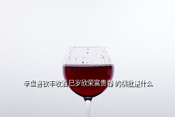 辛盘喜钦丰收酒 巳岁欣荣富贵春 的横批是什么