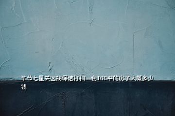 毕节七星关区找保洁打扫一套100平的房子大概多少钱