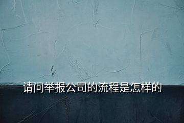 请问举报公司的流程是怎样的