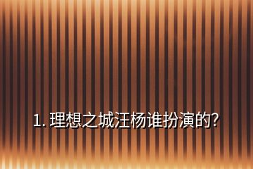 1. 理想之城汪杨谁扮演的？