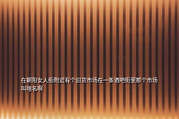 在朝阳女人街附近有个旧货市场在一条酒吧街里那个市场叫啥名啊