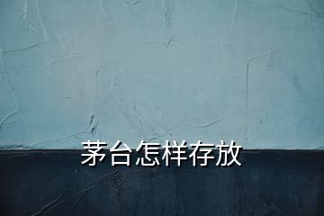 茅台怎样存放