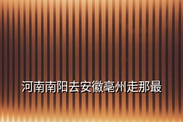 河南南阳去安徽亳州走那最