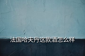 法国哈夫丹这款酒怎么样