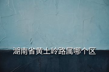 湖南省黄土岭路属哪个区