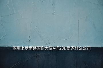 深圳上步南路国企大厦A栋20D是家什么公司