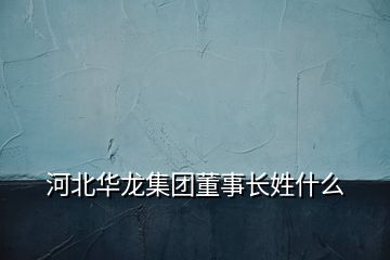 河北华龙集团董事长姓什么