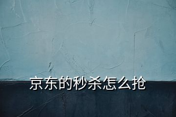 京东的秒杀怎么抢