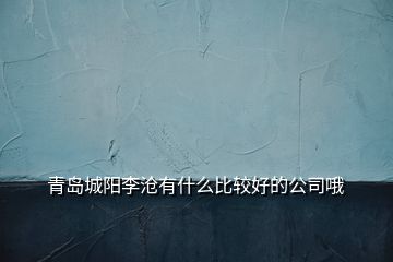 青岛城阳李沧有什么比较好的公司哦