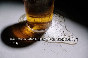 听说滇和液是云南省的五粮液哪些喝过说说口感怎么样有什么好