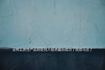 没有实质性产品到处找人投资最后成功了就成马总了