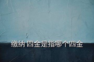 缴纳 四金是指哪个四金