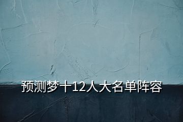 预测梦十12人大名单阵容