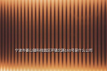 宁波市姜山镇科技园区环镇北路160号是什么公司