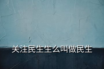 关注民生生么叫做民生