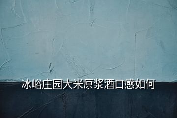 冰峪庄园大米原浆酒口感如何