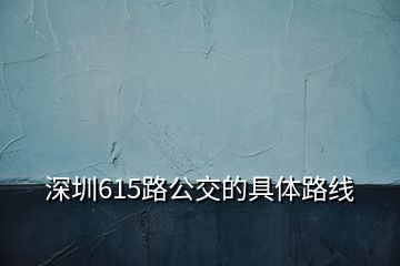 深圳615路公交的具体路线