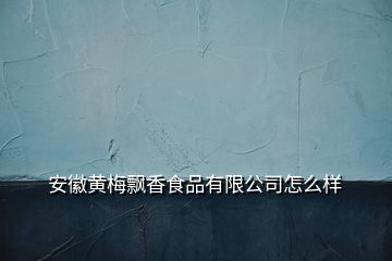 安徽黄梅飘香食品有限公司怎么样