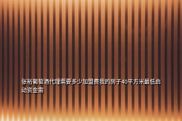 张裕葡萄酒代理需要多少加盟费我的房子40平方米最低启动资金需