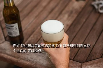 你好 我也想从事葡萄酒销售工作 但不知到到哪里找个合适的 可以指点