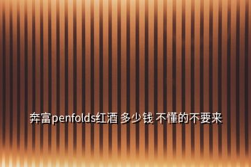 奔富penfolds红酒 多少钱 不懂的不要来