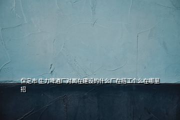 保定市 生力啤酒厂对面在建设的什么厂在招工个么在哪里招