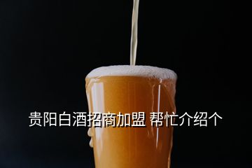 贵阳白酒招商加盟 帮忙介绍个