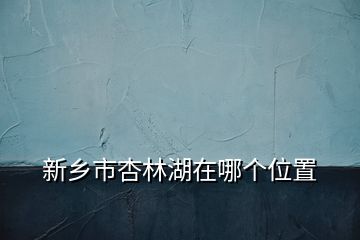 新乡市杏林湖在哪个位置