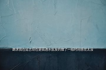 跪求我在延吉现在是搞酒水批发的做了一段时间感觉太没