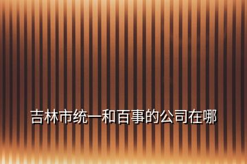 吉林市统一和百事的公司在哪