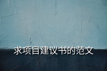 求项目建议书的范文