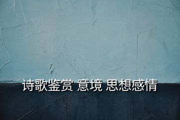 诗歌鉴赏 意境 思想感情