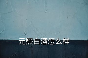 元熙白酒怎么样