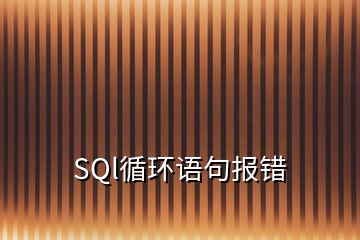 SQl循环语句报错