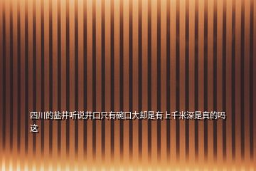 四川的盐井听说井口只有碗口大却是有上千米深是真的吗这