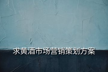 求黄酒市场营销策划方案