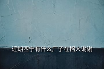 近期西宁有什么厂子在招人谢谢