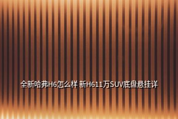 全新哈弗H6怎么样 新H611万SUV底盘悬挂详