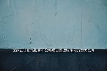 GSP认证现场检查不合格项目整改措施和方案怎么写