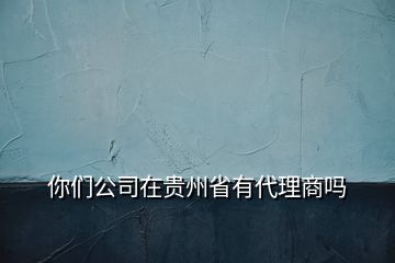 你们公司在贵州省有代理商吗