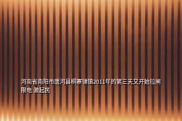 河南省南阳市唐河县桐寨铺镇2011年的第三天又开始拉闸限电 激起民