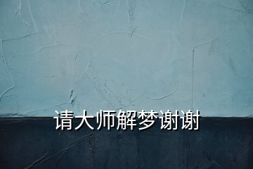 请大师解梦谢谢