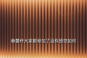 春蕾杯大家都参加了没有感觉如何