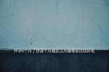 怀孕6个月了想请个月嫂武汉月嫂哪家比较好呢