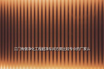 江门有做净化工程超净车间方面比较专业的厂家么