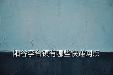 阳谷李台镇有哪些快递网点