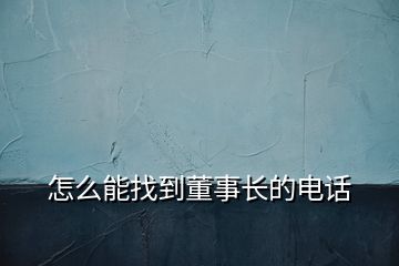 怎么能找到董事长的电话