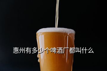 惠州有多少个啤酒厂都叫什么