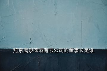 燕京离泉啤酒有限公司的董事长是谁